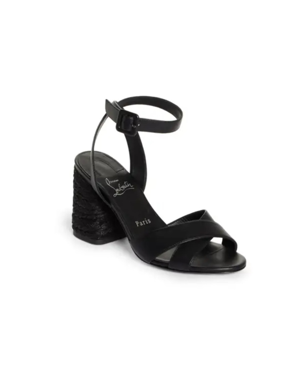 Christian Louboutin Black Leather Slingback Wedge Sandals